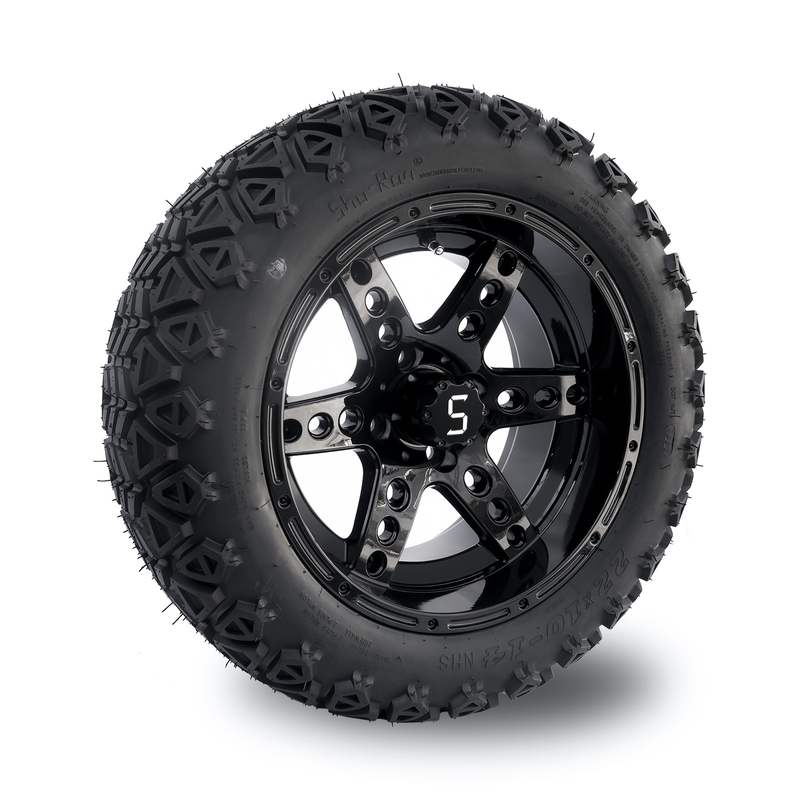 DOT 14 اینچ چرخ و لاستیک گلف کارت 22x10-14 تمام زمین درخشان سیاه 6 اسپک