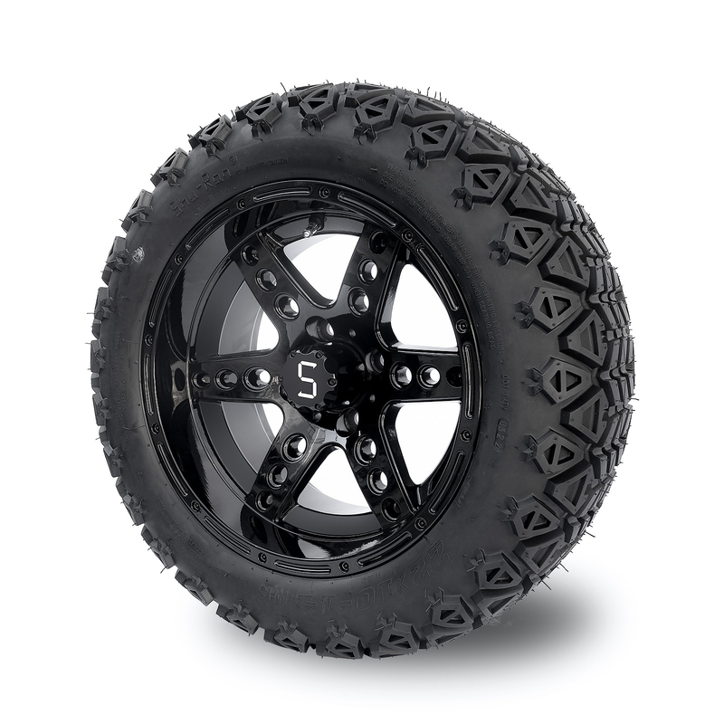 DOT 14 اینچ چرخ و لاستیک گلف کارت 22x10-14 تمام زمین درخشان سیاه 6 اسپک