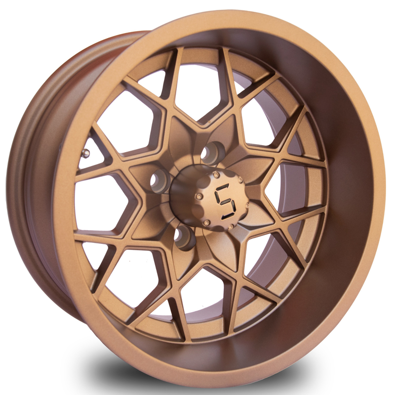 رینگ های آلومینیومی برنزی چرخ گلف 12 / 14 اینچی با الگوی پیچ 4X4 -25 ET 101.6 PCD