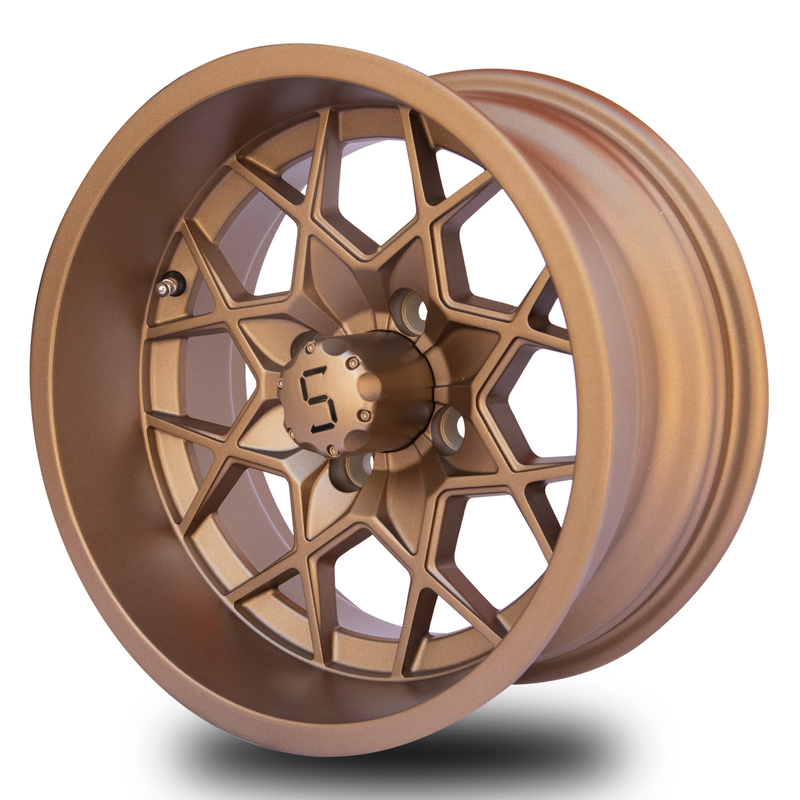 رینگ های آلومینیومی برنزی چرخ گلف 12 / 14 اینچی با الگوی پیچ 4X4 -25 ET 101.6 PCD