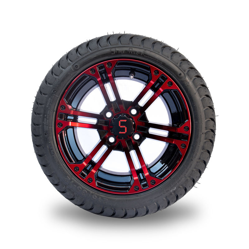 قرمز / درخشان سیاه آلومینیوم 12 اینچ چرخ و لاستیک گلف 215/35-12 مجموعه تایر