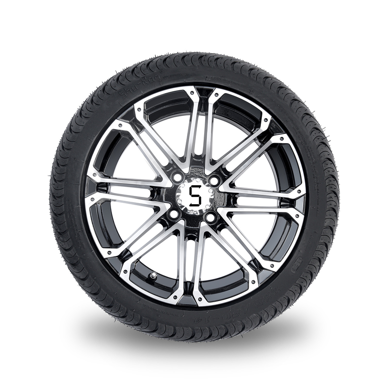 14x7 چرخ و لاستیک گلف کارت کامبو 225/30-14 لاستیک خیابانی ماشین سازی شده سیاه درخشان