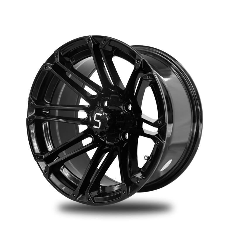 رینگ های چرخ گلف 12x7 آلومینیومی براق مشکی آلیاژی با الگوی پیچ 4x4 و PCD 101.6