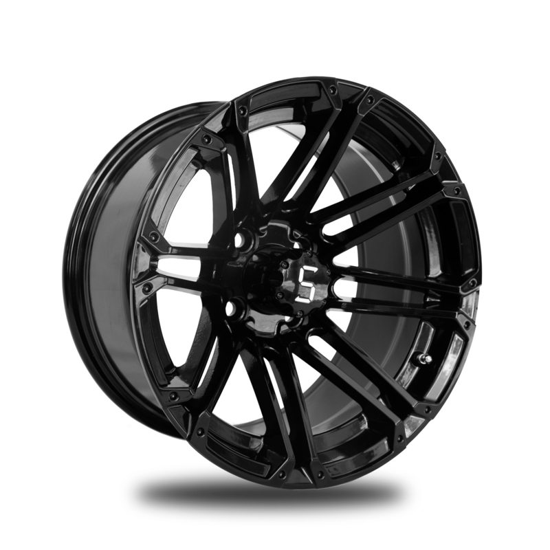 رینگ های چرخ گلف 12x7 آلومینیومی براق مشکی آلیاژی با الگوی پیچ 4x4 و PCD 101.6