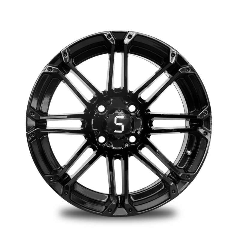 رینگ های چرخ گلف 12x7 آلومینیومی براق مشکی آلیاژی با الگوی پیچ 4x4 و PCD 101.6