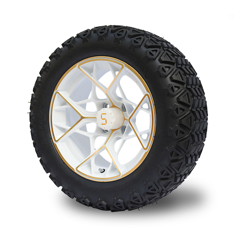 طلای سفید 14 اینچ چرخ و لاستیک گلف کارت کامبو 4PLY 101.6 PCD