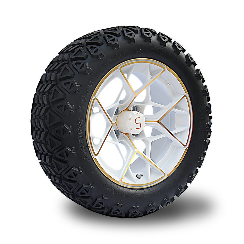 طلای سفید 14 اینچ چرخ و لاستیک گلف کارت کامبو 4PLY 101.6 PCD