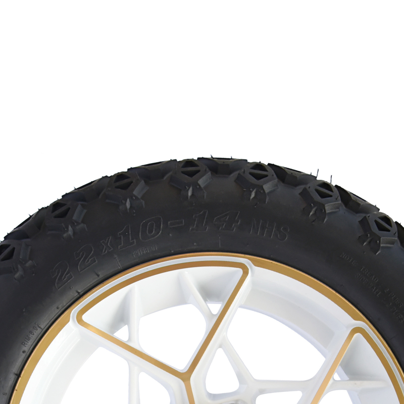 طلای سفید 14 اینچ چرخ و لاستیک گلف کارت کامبو 4PLY 101.6 PCD