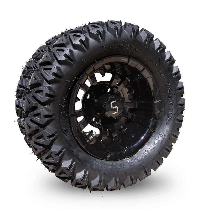 10 اینچ چرخ و لاستیک گلف کارت کامبو 20×10-10 ATV ماشین آلات / سیاه درخشان