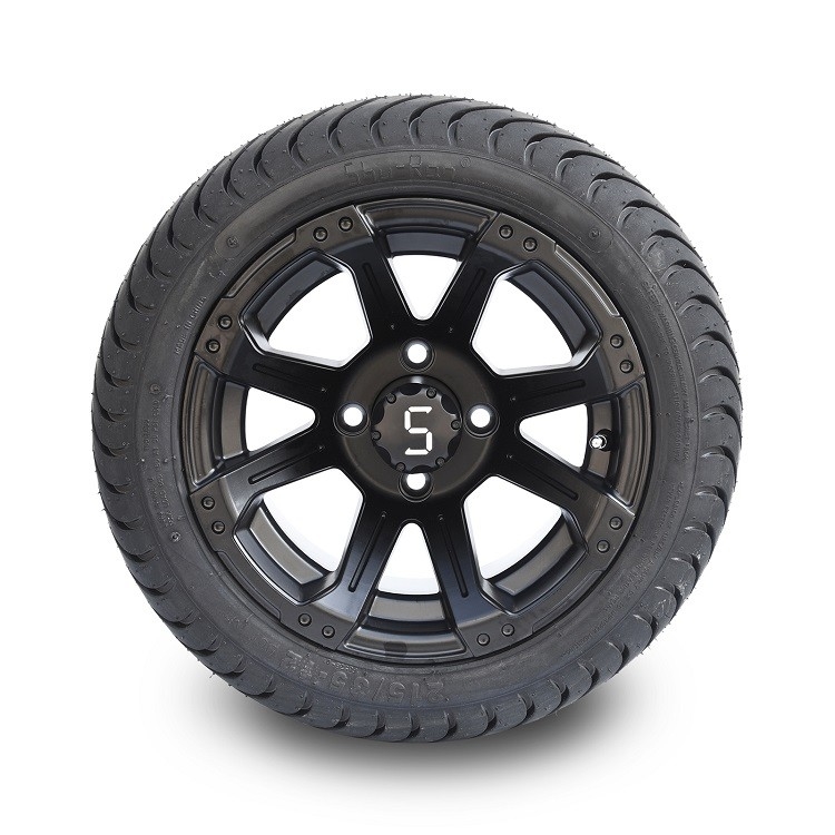 گلف کارت 12 اینچ چرخ سیاه مات و 215/35-12 لاستیک های خیابانی 4x4 طرح بولت DOT رتبه بندی شده