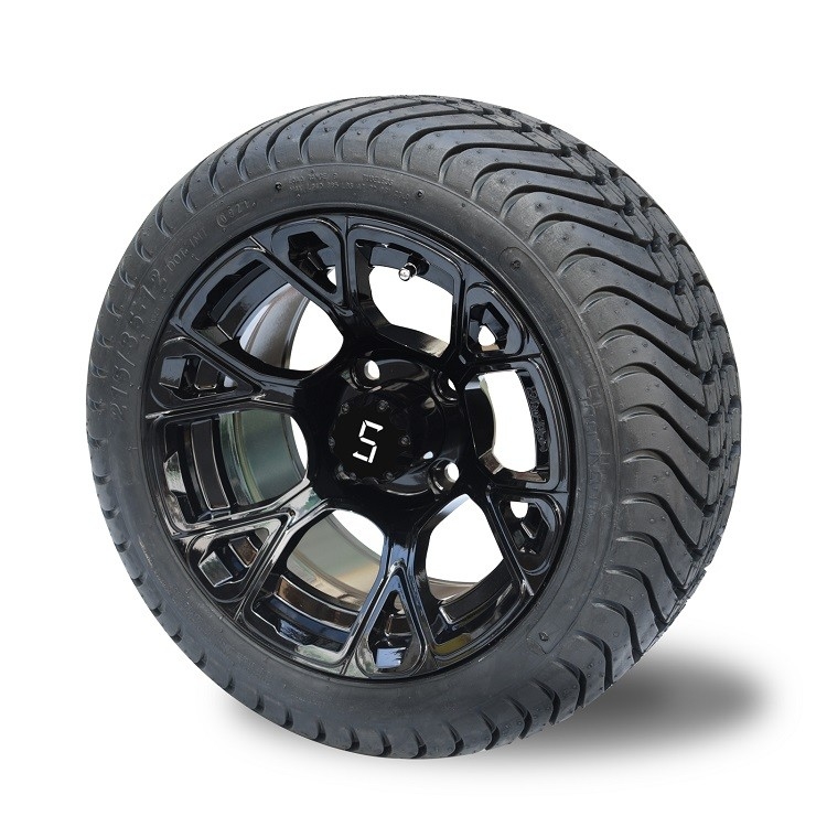 Shu-Ran جدید انحصاری 12 اینچی چرخ گلف براق مشکی و ترکیبی از تایر خیابانی 215/35-12 DOT