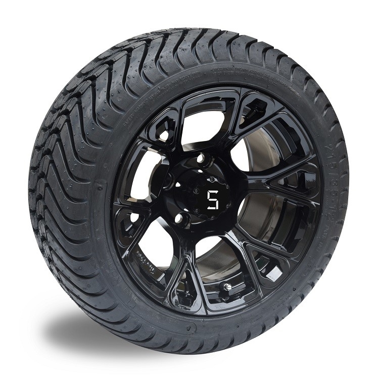 Shu-Ran جدید انحصاری 12 اینچی چرخ گلف براق مشکی و ترکیبی از تایر خیابانی 215/35-12 DOT