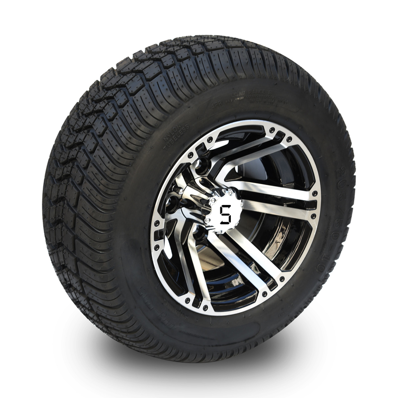 چرخ 10 اینچی گلف کارت و 205/50-10 دوت تایر خیابانی کامبو -25 آفست 4x4 بولت (101.6 میلی متر)