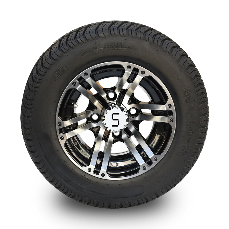 چرخ 10 اینچی گلف کارت و 205/50-10 دوت تایر خیابانی کامبو -25 آفست 4x4 بولت (101.6 میلی متر)