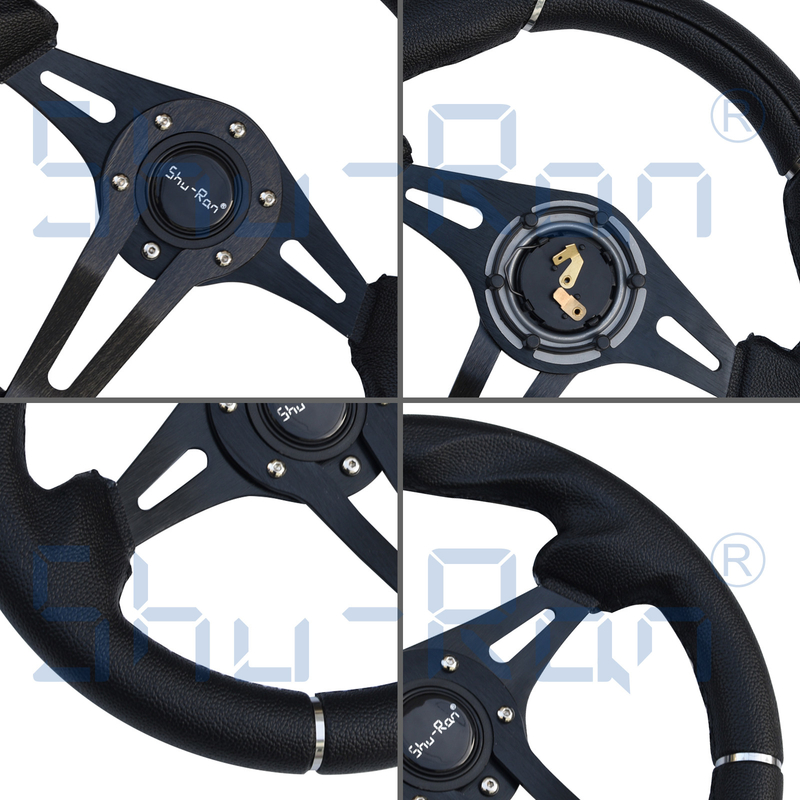 فرمان چرخ دستی گلف چلنجر گریپ مشکی/پره های مشکی برای Club Car، EZGO و Yamaha